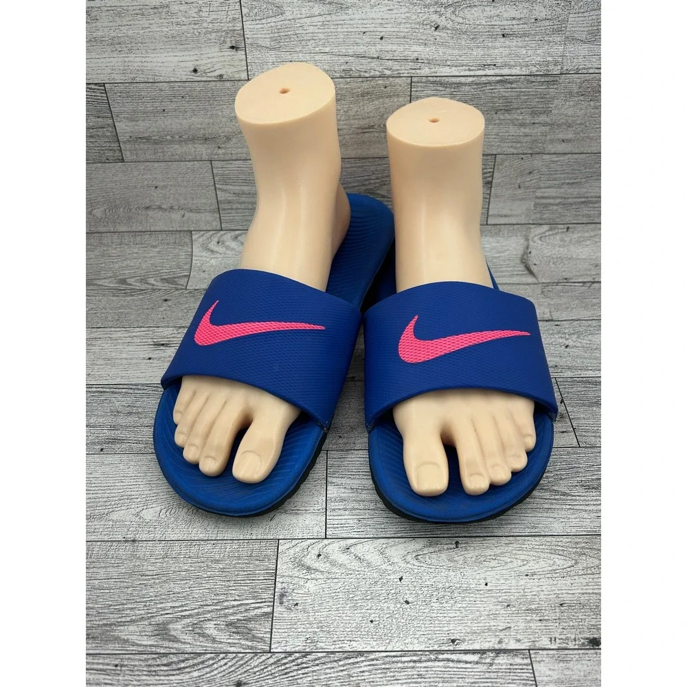 Nike Kawa Slides Women Sz 8 Royal Blue Pink Solarsoft Sandal 819352-404